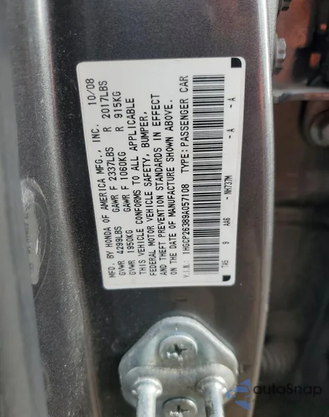 2009 Honda Accord Lx z USA, uszkodzony, nr VIN 1HGCP26389A057108